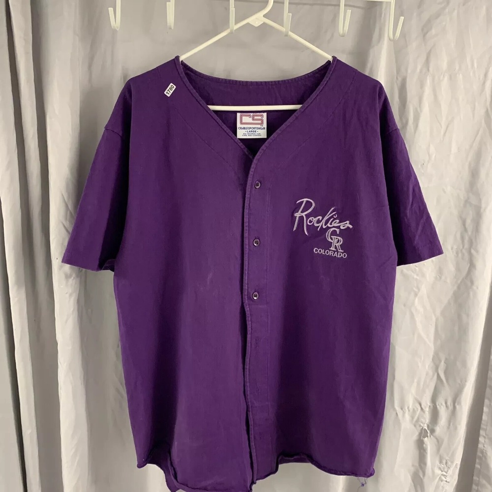 Colorado Rockies Jersey Adult Large Purple Short Sleeve Embroidered 1991 Men's